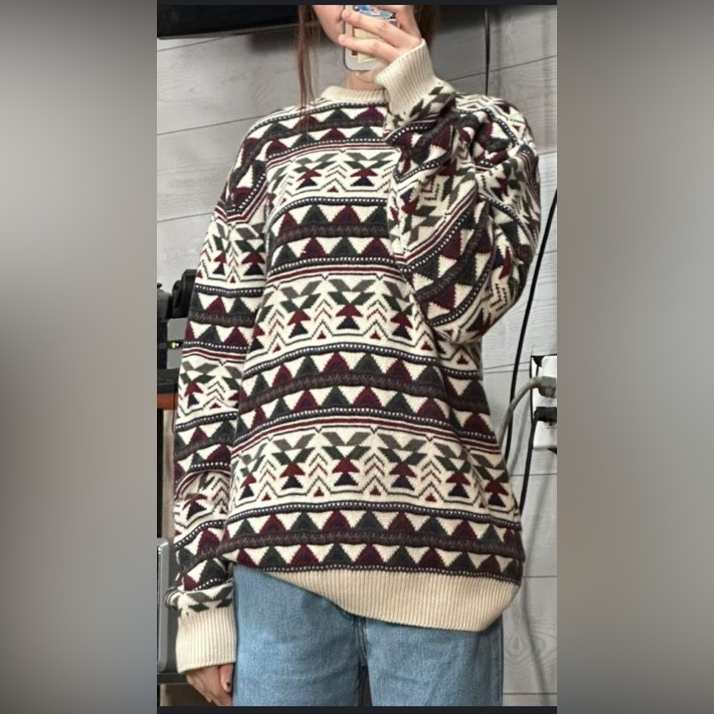 PacSun Crewneck Sweater Unisex Oversized Geo Aztec Fair Isle Ski Holiday Size S